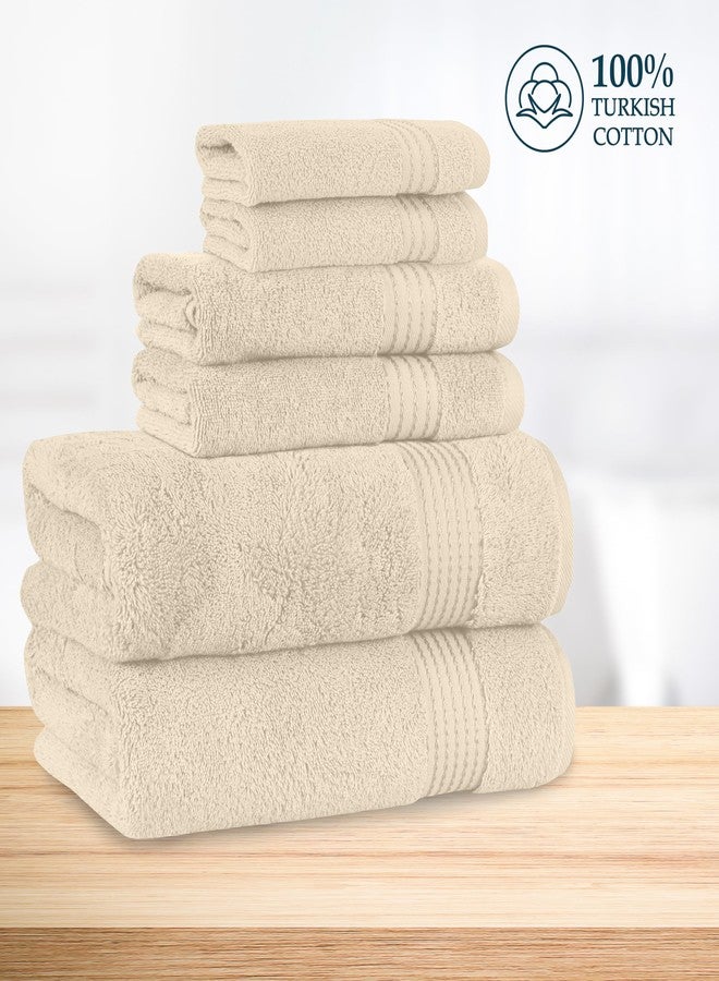 Mocassi Luxury 100% Turkish Cotton 6-Piece Towel Set - Ultra Soft, Quick Dry Highly Absorbent Premium Spa Hotel Quality Bath Towels, Includes 2 Bath Towels, 2 Hand Towels and 2 Washcloths, Ivory - Image 4